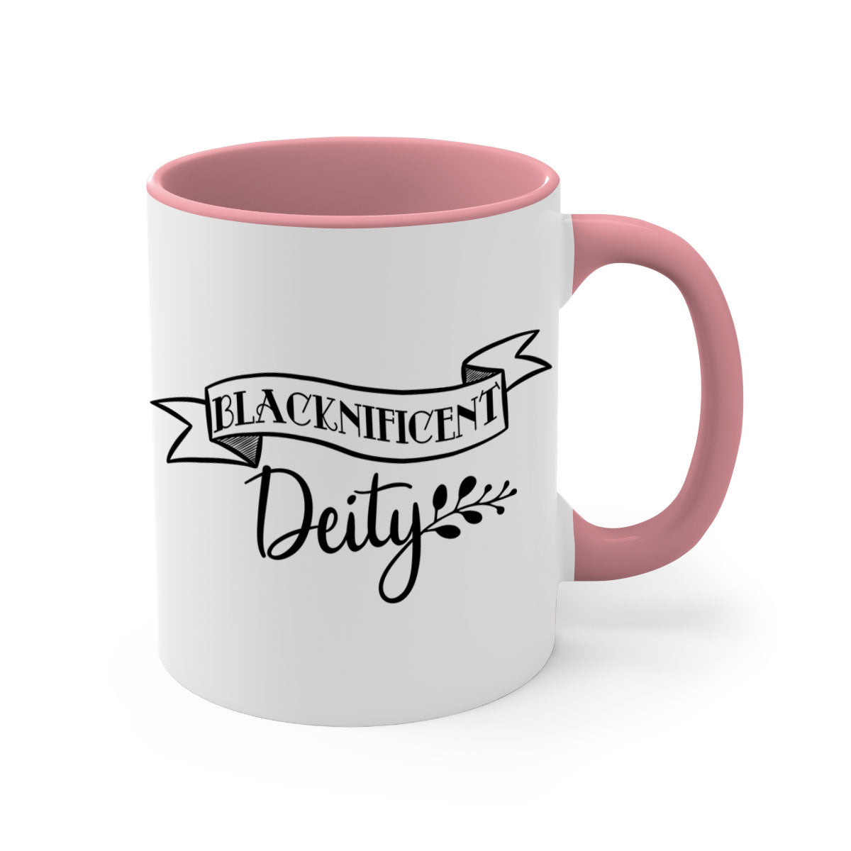 Blacknificent deity Style 48# Mug featuring a glossy finish with a colored handle and interior, available in multiple colors.