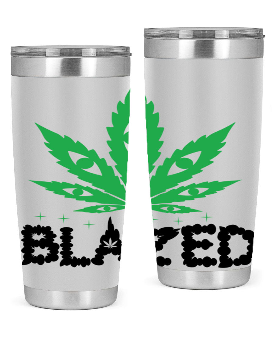Blazed 16# Marijuana Tumbler, a stylish double wall vacuum stainless steel tumbler with a unique marijuana design.