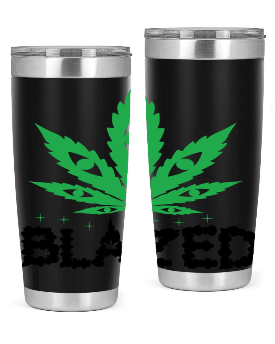 Blazed 16# Marijuana Tumbler, a stylish double wall vacuum stainless steel tumbler with a unique marijuana design.
