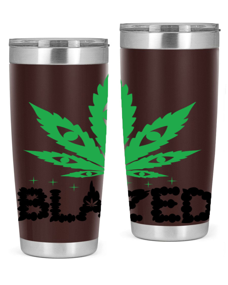 Blazed 16# Marijuana Tumbler, a stylish double wall vacuum stainless steel tumbler with a unique marijuana design.