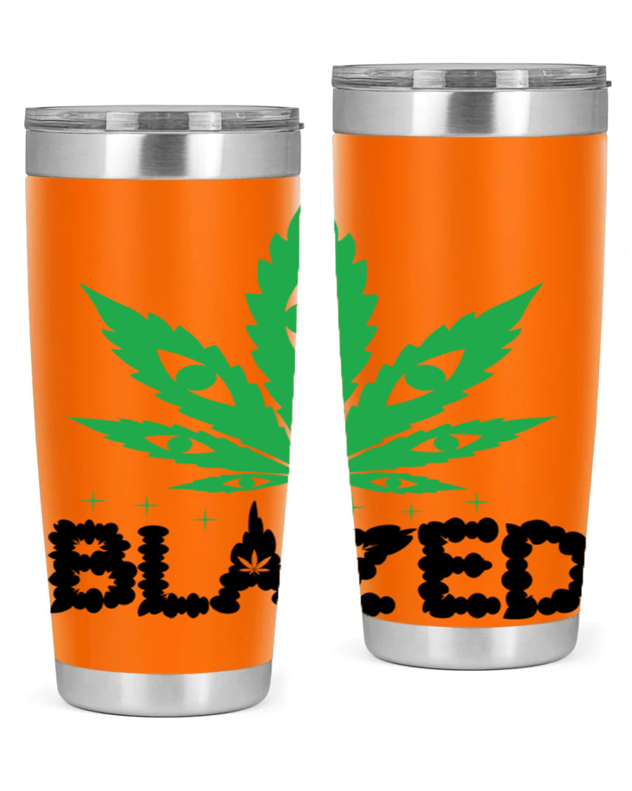 Blazed 16# Marijuana Tumbler, a stylish double wall vacuum stainless steel tumbler with a unique marijuana design.