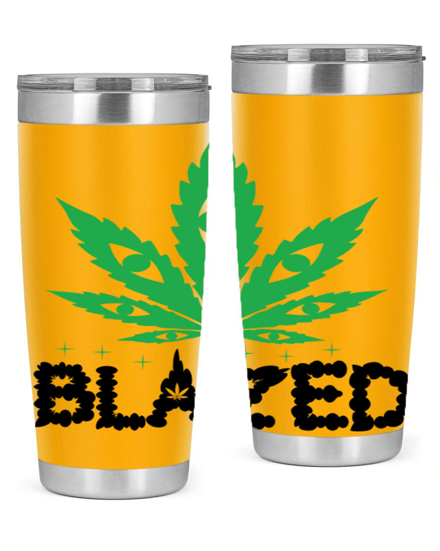 Blazed 16# Marijuana Tumbler, a stylish double wall vacuum stainless steel tumbler with a unique marijuana design.