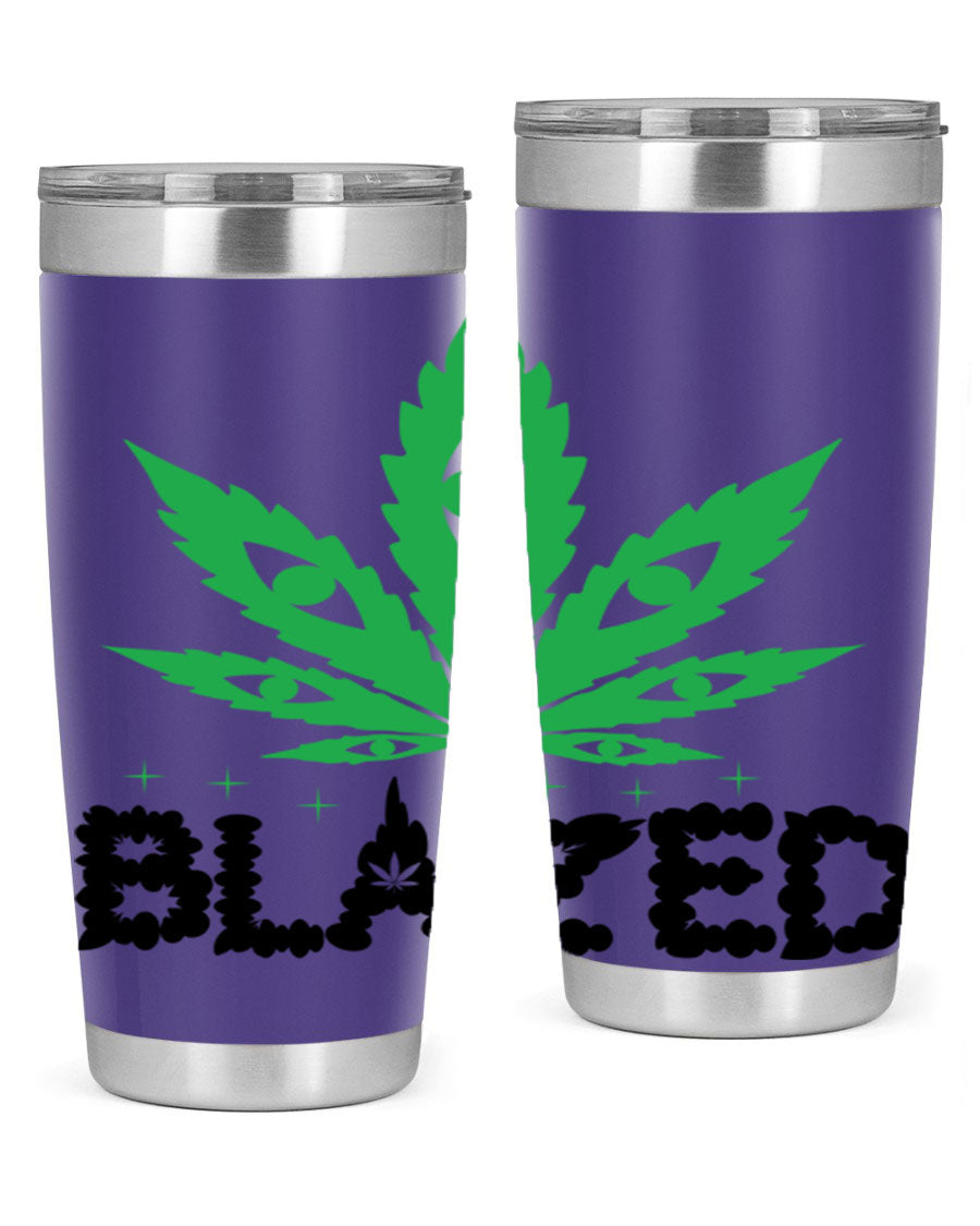 Blazed 16# Marijuana Tumbler, a stylish double wall vacuum stainless steel tumbler with a unique marijuana design.
