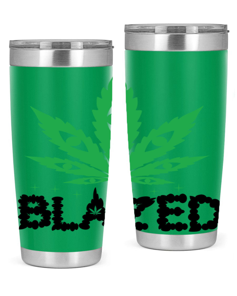 Blazed 16# Marijuana Tumbler, a stylish double wall vacuum stainless steel tumbler with a unique marijuana design.