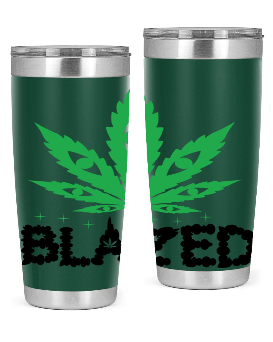 Blazed 16# Marijuana Tumbler, a stylish double wall vacuum stainless steel tumbler with a unique marijuana design.