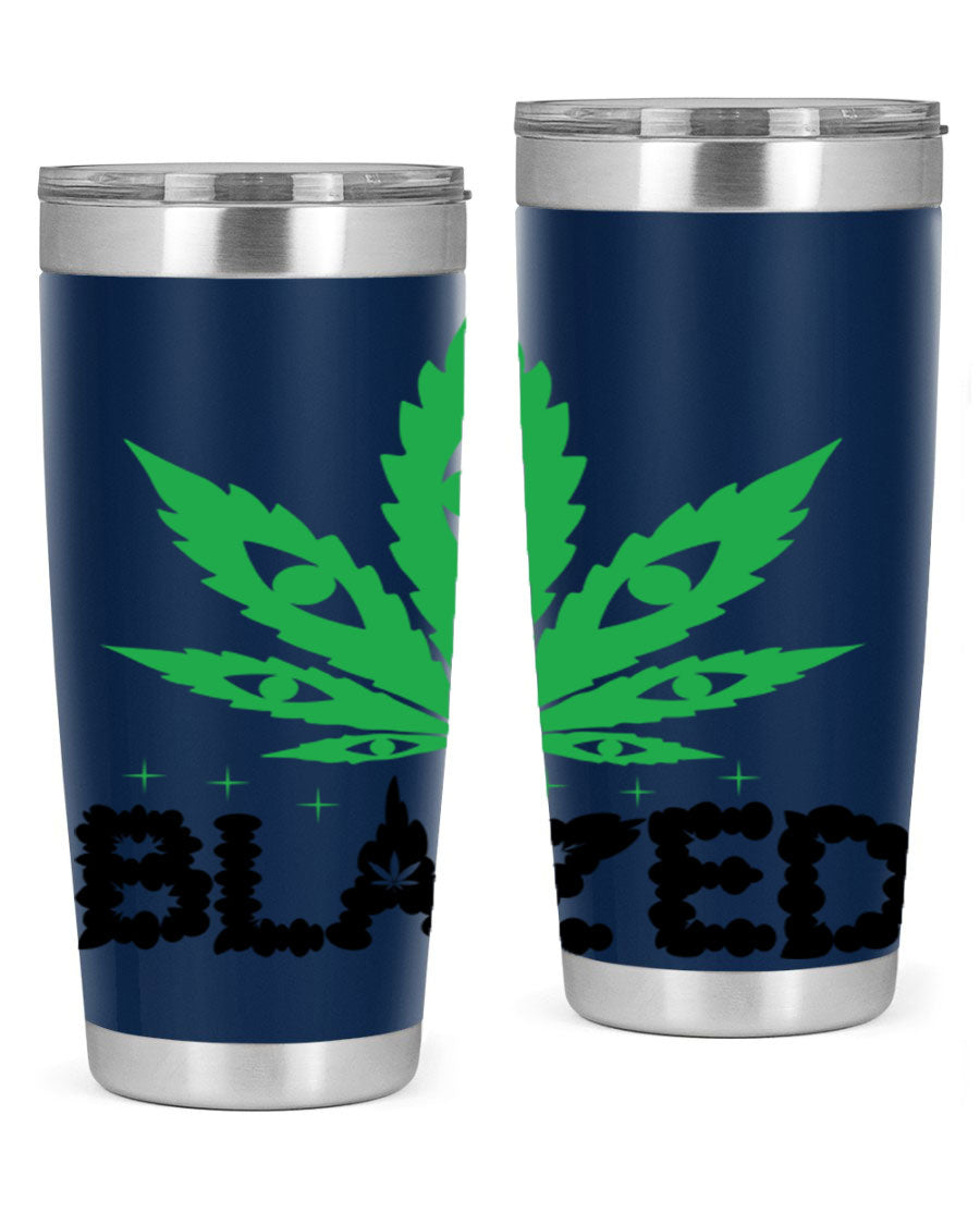 Blazed 16# Marijuana Tumbler, a stylish double wall vacuum stainless steel tumbler with a unique marijuana design.