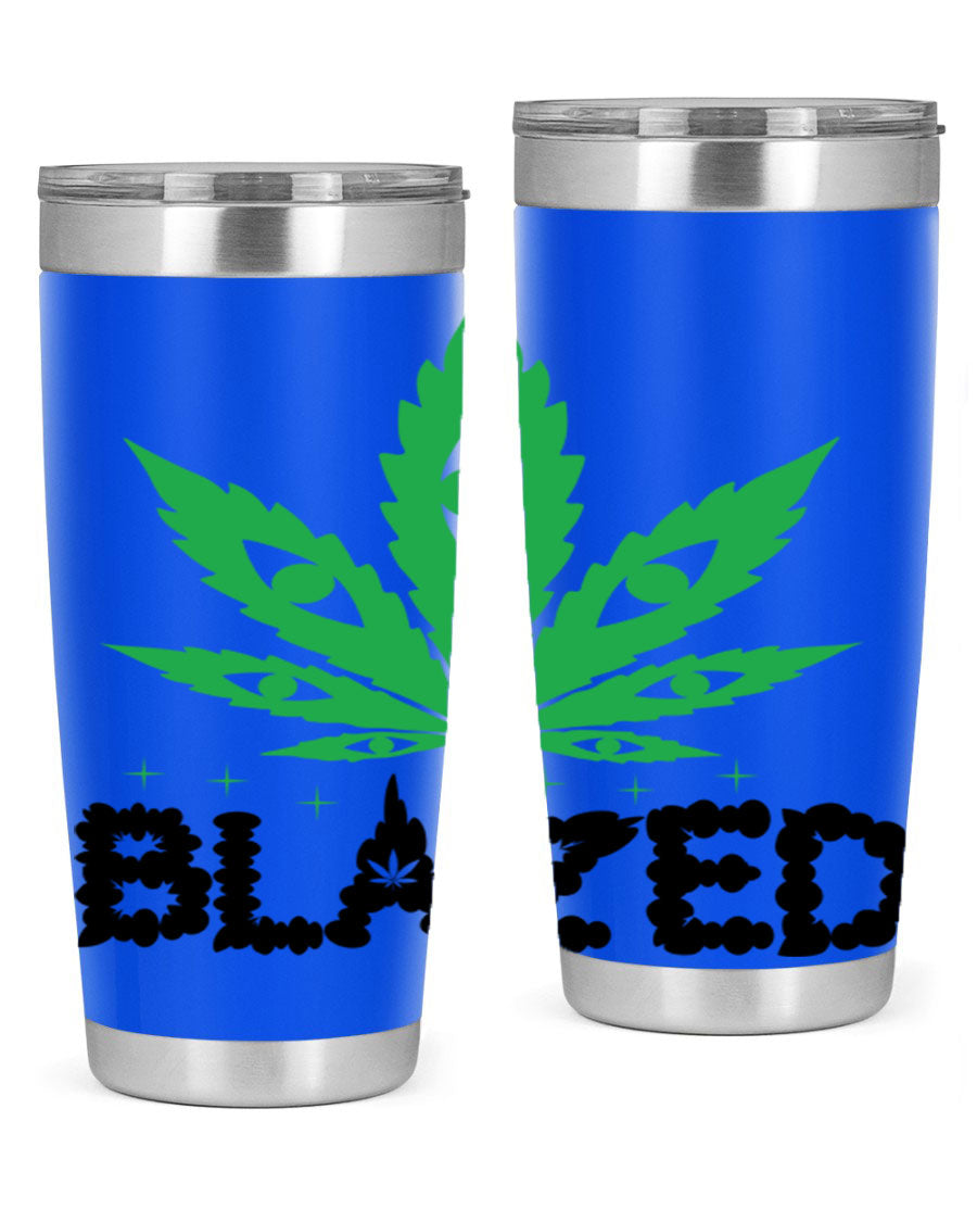 Blazed 16# Marijuana Tumbler, a stylish double wall vacuum stainless steel tumbler with a unique marijuana design.