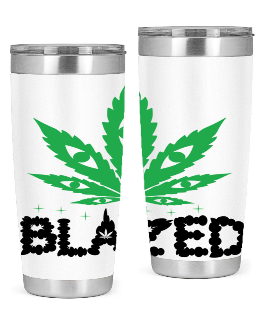 Blazed 16# Marijuana Tumbler, a stylish double wall vacuum stainless steel tumbler with a unique marijuana design.