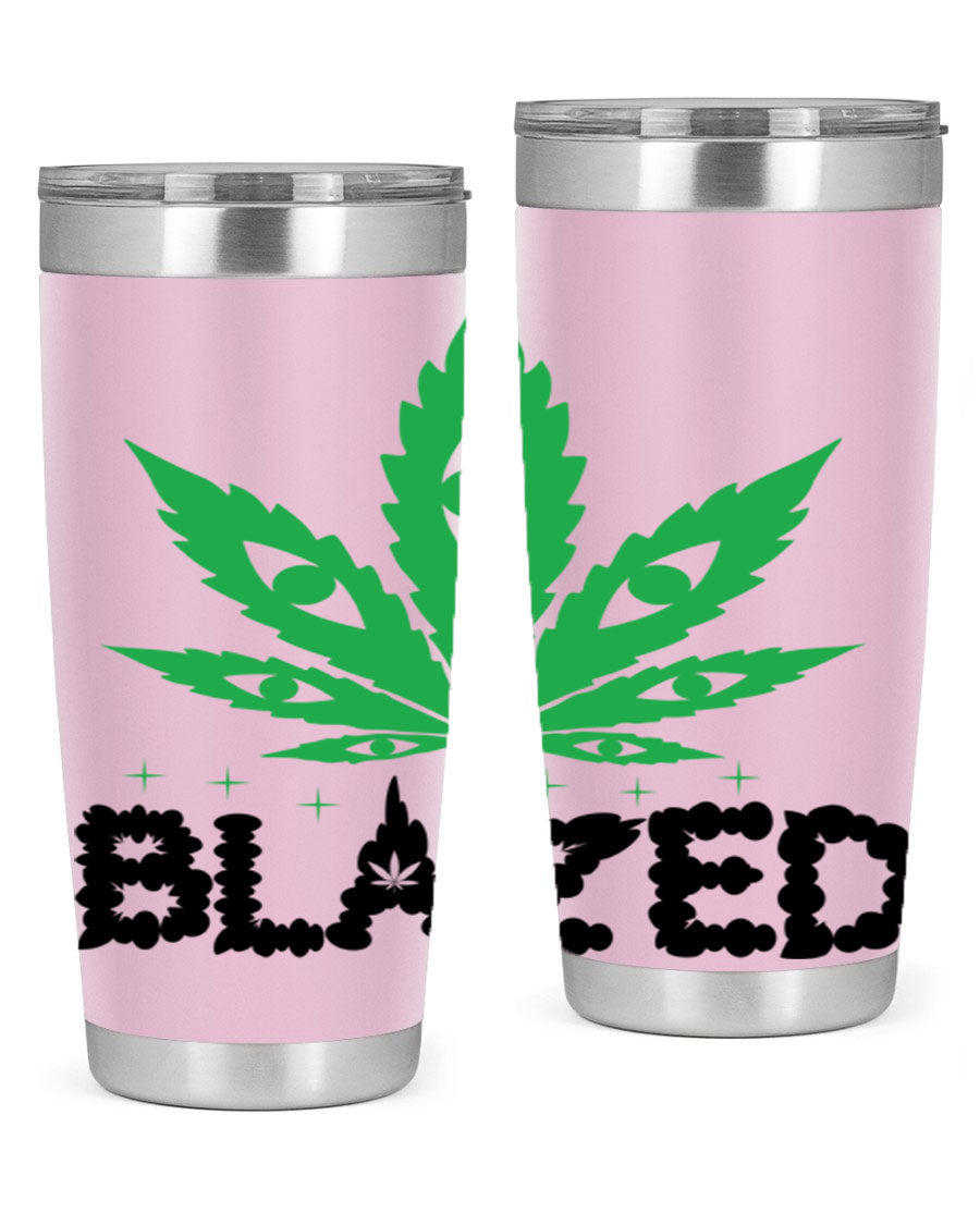 Blazed 16# Marijuana Tumbler, a stylish double wall vacuum stainless steel tumbler with a unique marijuana design.