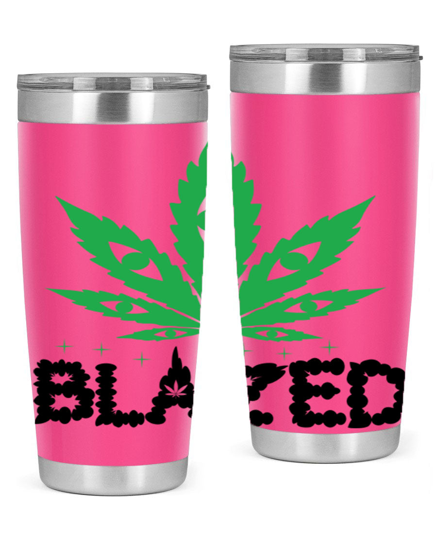 Blazed 16# Marijuana Tumbler, a stylish double wall vacuum stainless steel tumbler with a unique marijuana design.