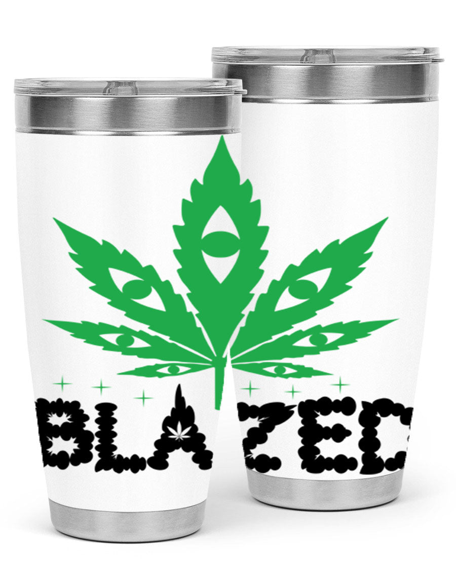 Blazed 16# Marijuana Tumbler, a stylish double wall vacuum stainless steel tumbler with a unique marijuana design.