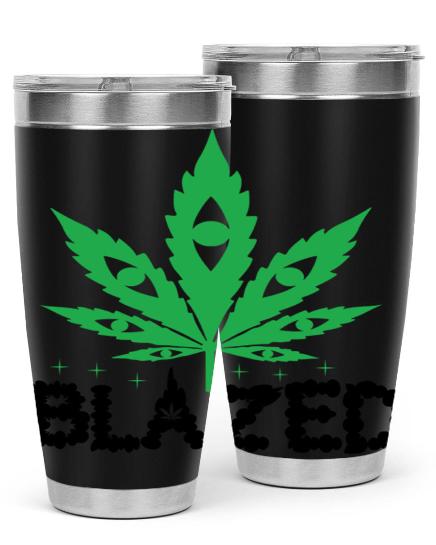 Blazed 16# Marijuana Tumbler, a stylish double wall vacuum stainless steel tumbler with a unique marijuana design.