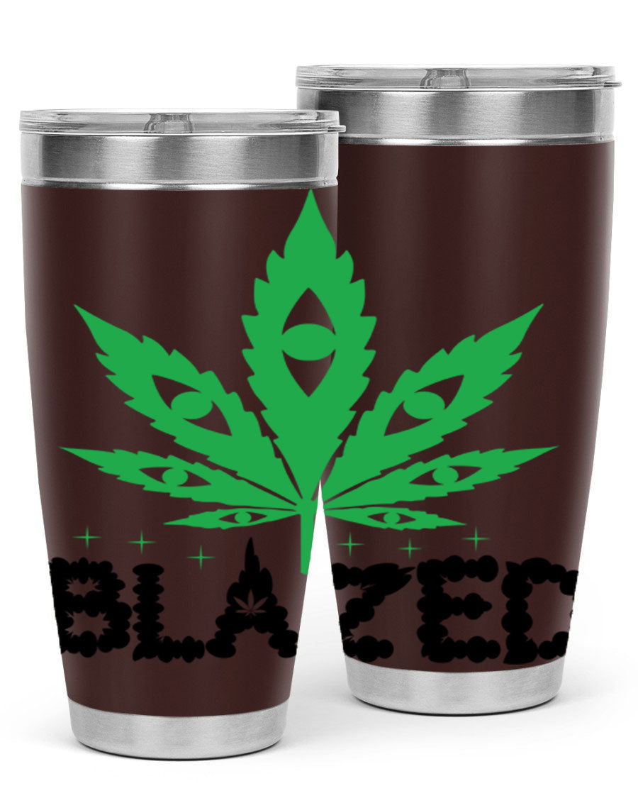 Blazed 16# Marijuana Tumbler, a stylish double wall vacuum stainless steel tumbler with a unique marijuana design.