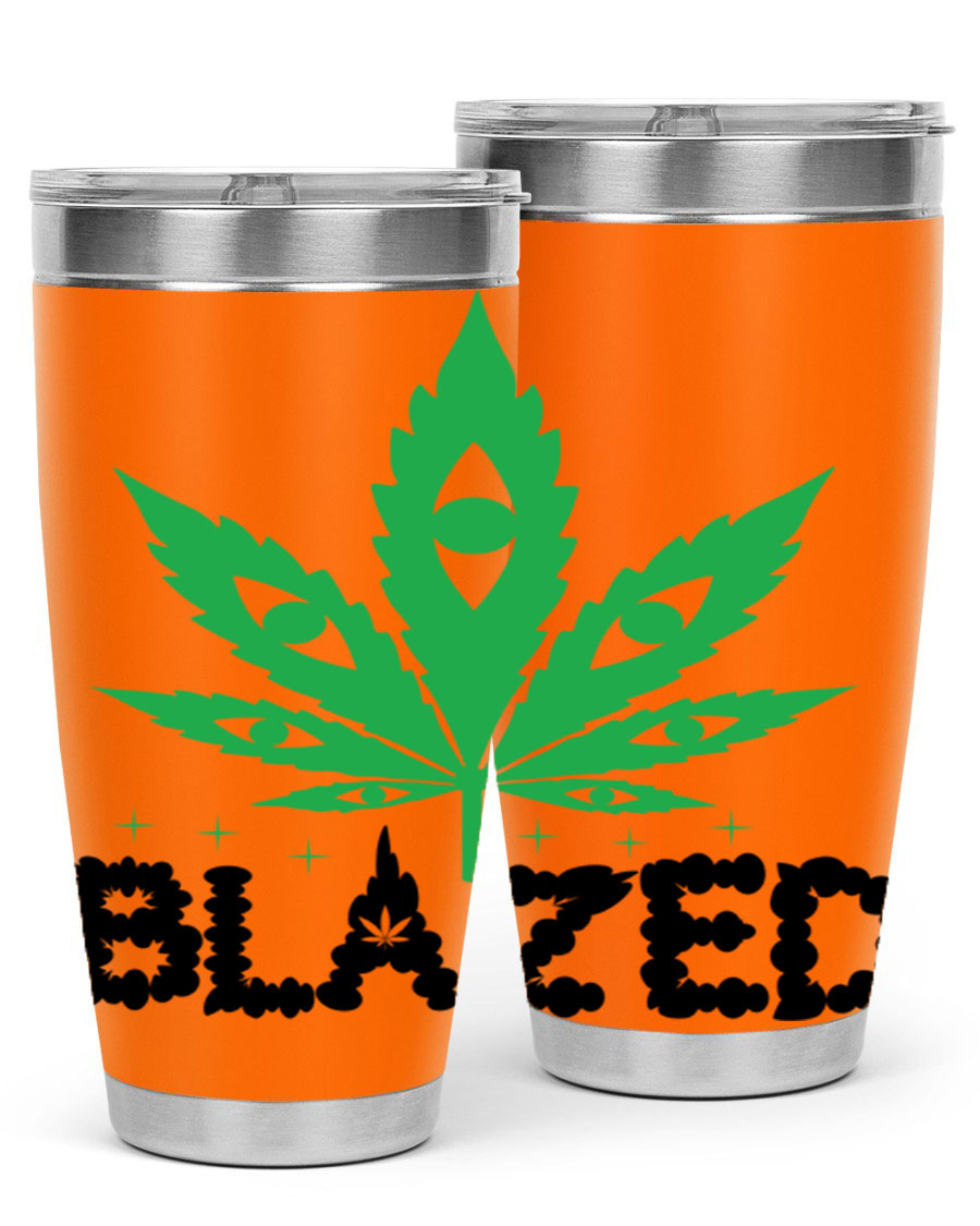 Blazed 16# Marijuana Tumbler, a stylish double wall vacuum stainless steel tumbler with a unique marijuana design.