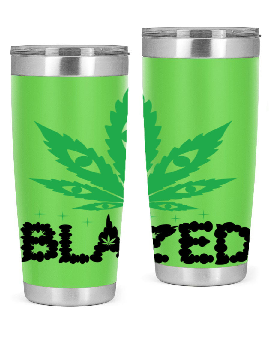 Blazed 16# Marijuana Tumbler, a stylish double wall vacuum stainless steel tumbler with a unique marijuana design.