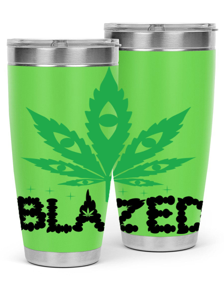 Blazed 16# Marijuana Tumbler, a stylish double wall vacuum stainless steel tumbler with a unique marijuana design.