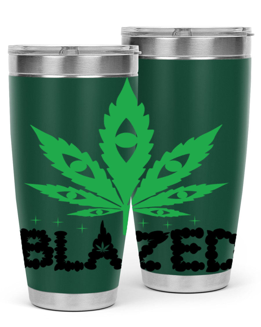 Blazed 16# Marijuana Tumbler, a stylish double wall vacuum stainless steel tumbler with a unique marijuana design.