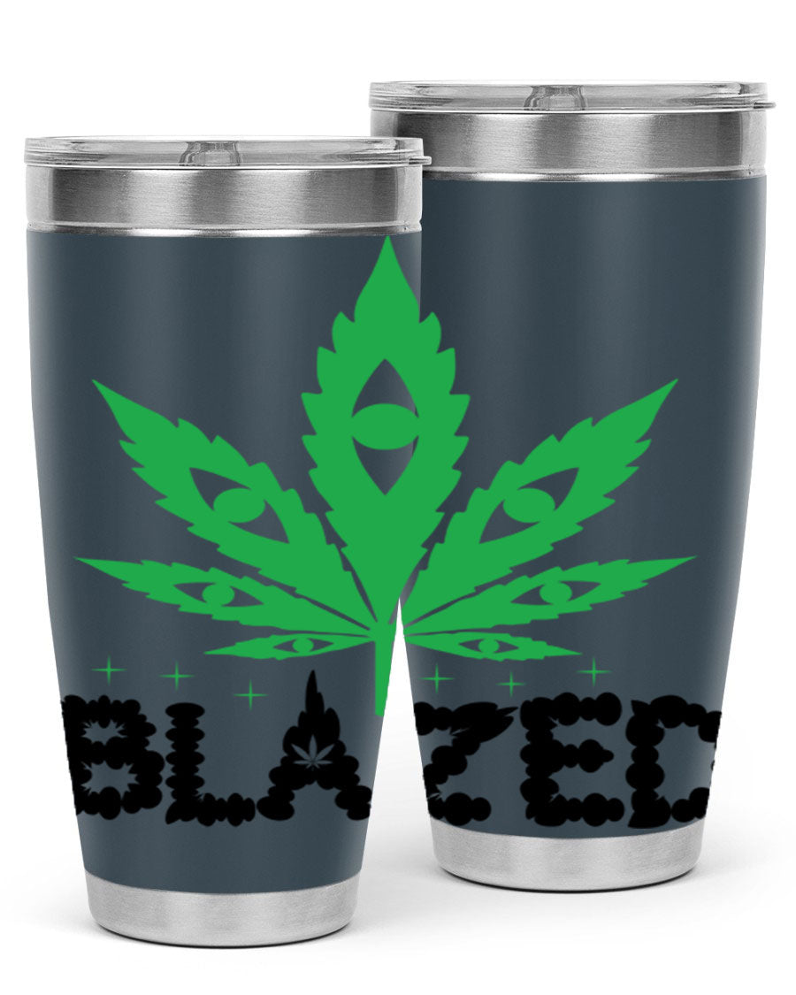 Blazed 16# Marijuana Tumbler, a stylish double wall vacuum stainless steel tumbler with a unique marijuana design.