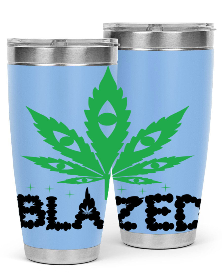 Blazed 16# Marijuana Tumbler, a stylish double wall vacuum stainless steel tumbler with a unique marijuana design.