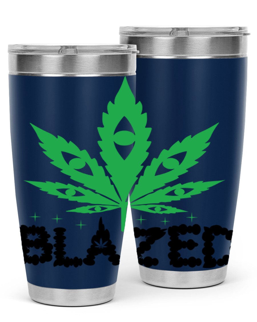 Blazed 16# Marijuana Tumbler, a stylish double wall vacuum stainless steel tumbler with a unique marijuana design.