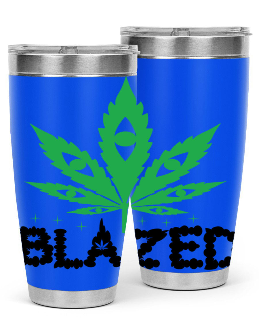 Blazed 16# Marijuana Tumbler, a stylish double wall vacuum stainless steel tumbler with a unique marijuana design.