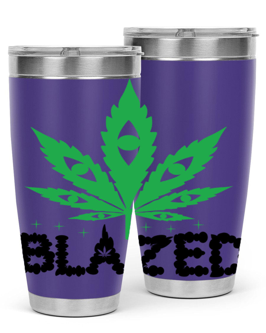 Blazed 16# Marijuana Tumbler, a stylish double wall vacuum stainless steel tumbler with a unique marijuana design.