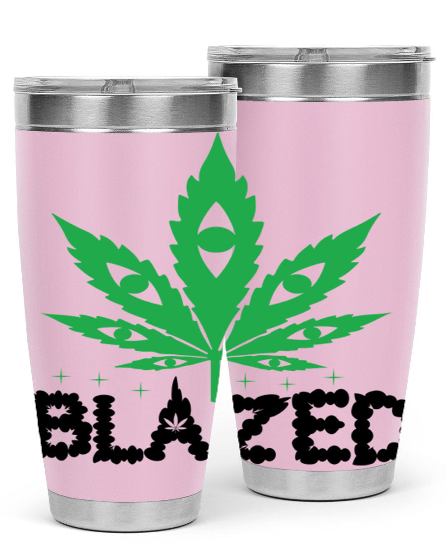 Blazed 16# Marijuana Tumbler, a stylish double wall vacuum stainless steel tumbler with a unique marijuana design.