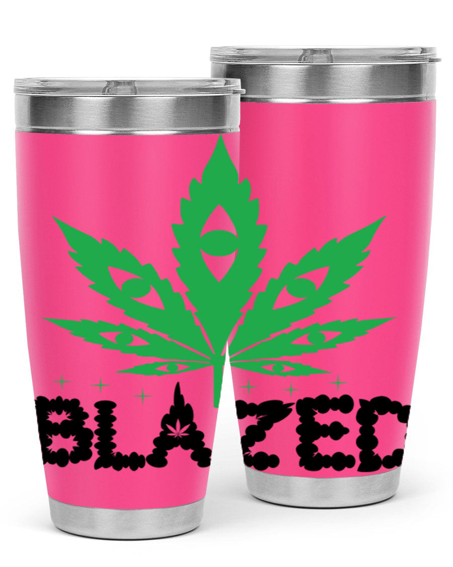 Blazed 16# Marijuana Tumbler, a stylish double wall vacuum stainless steel tumbler with a unique marijuana design.