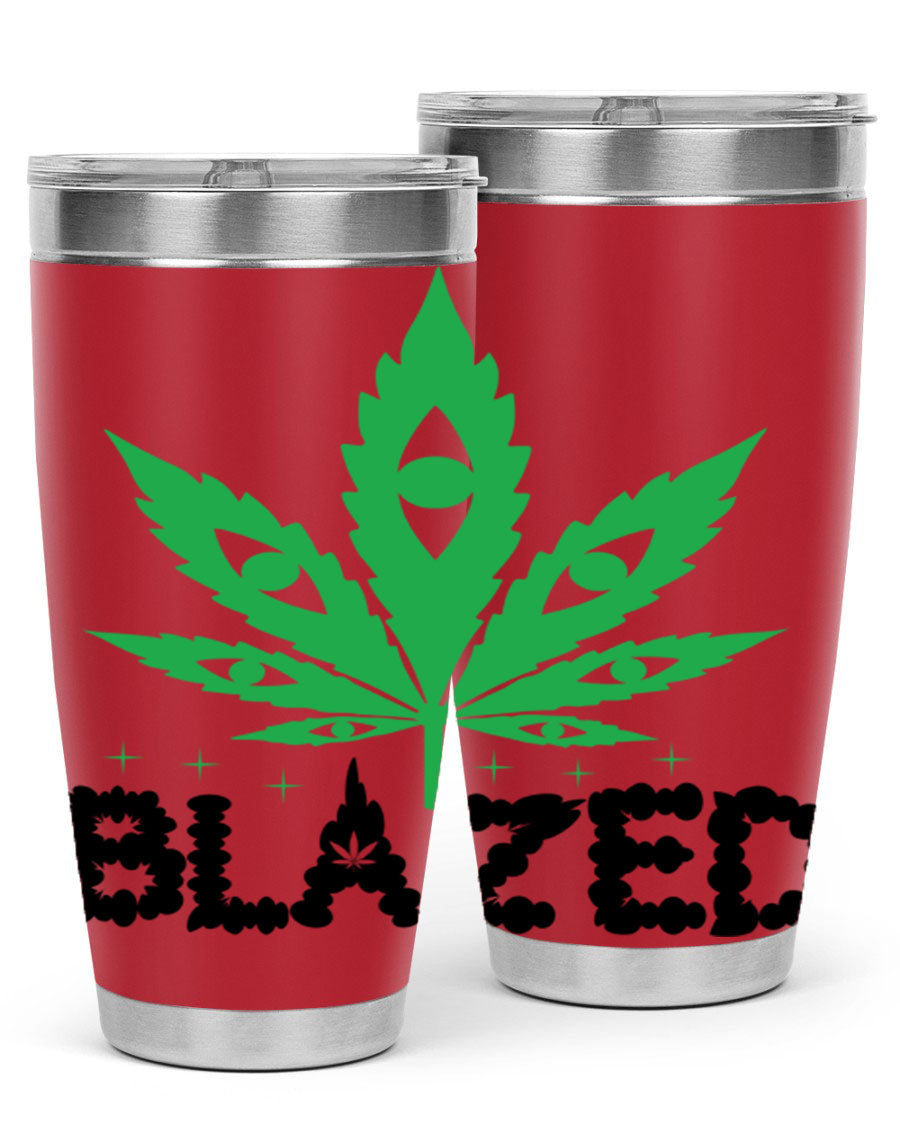 Blazed 16# Marijuana Tumbler, a stylish double wall vacuum stainless steel tumbler with a unique marijuana design.