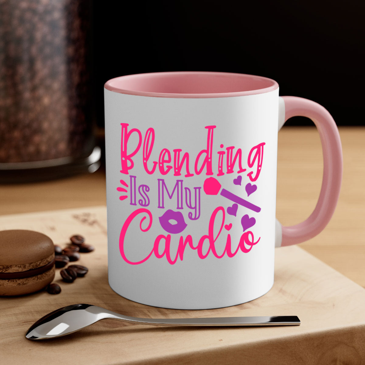 Blending Is My Cardio Style 247# Mug featuring a two-tone design with a colored handle and glossy finish, available in multiple colors.