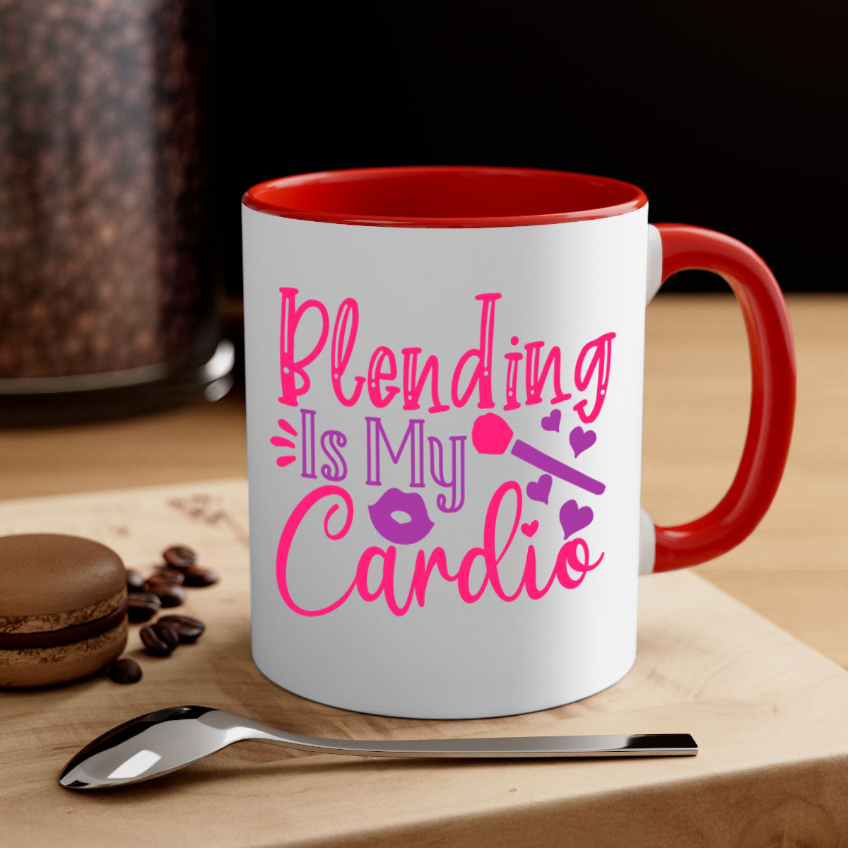 Blending Is My Cardio Style 247# Mug featuring a two-tone design with a colored handle and glossy finish, available in multiple colors.