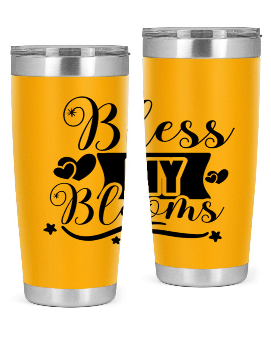 Bless My Blooms 20oz Tumbler made of stainless steel with floral design, featuring a drink-thru lid.