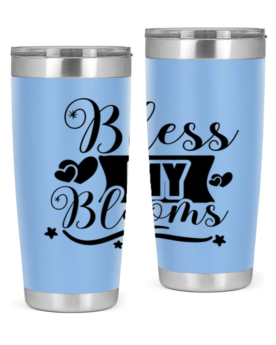 Bless My Blooms 20oz Tumbler made of stainless steel with floral design, featuring a drink-thru lid.