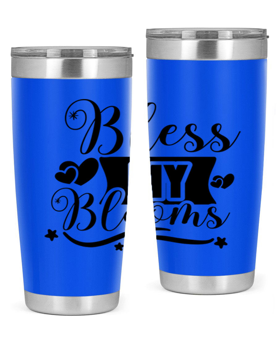 Bless My Blooms 20oz Tumbler made of stainless steel with floral design, featuring a drink-thru lid.