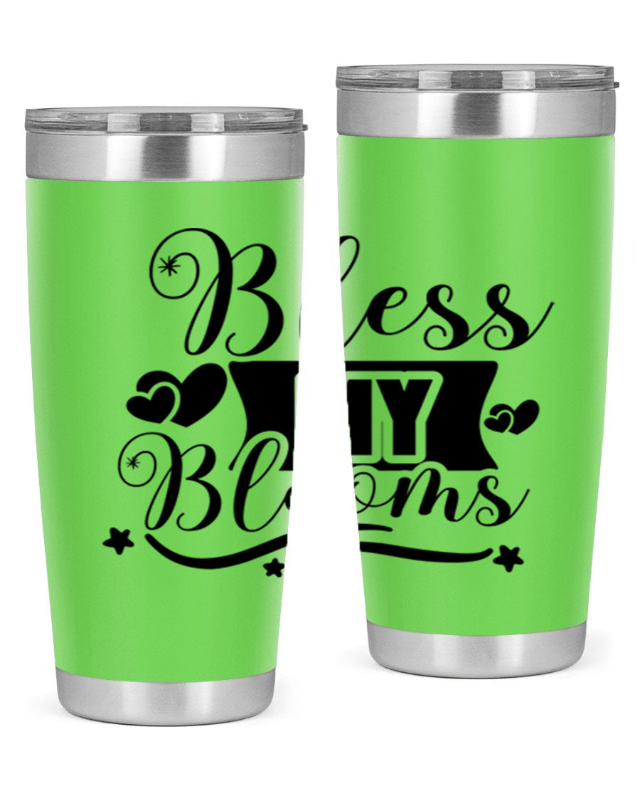 Bless My Blooms 20oz Tumbler made of stainless steel with floral design, featuring a drink-thru lid.