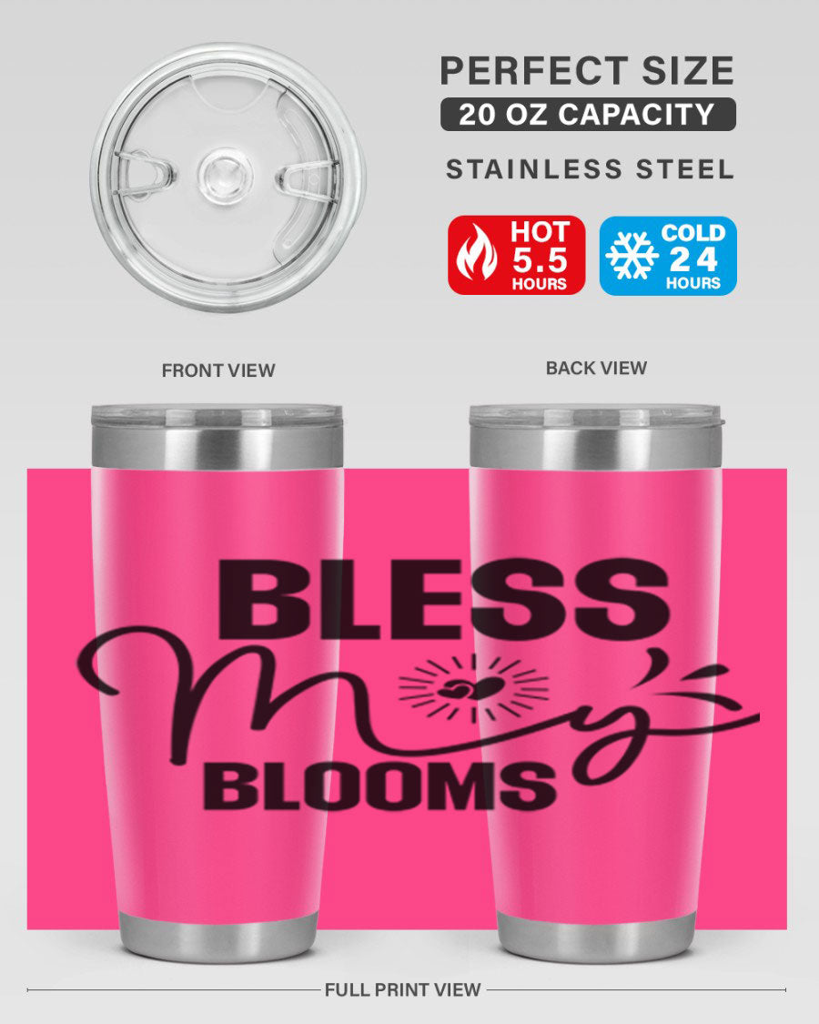 Bless My Blooms 20oz Tumbler featuring double wall vacuum insulation and vibrant floral design.