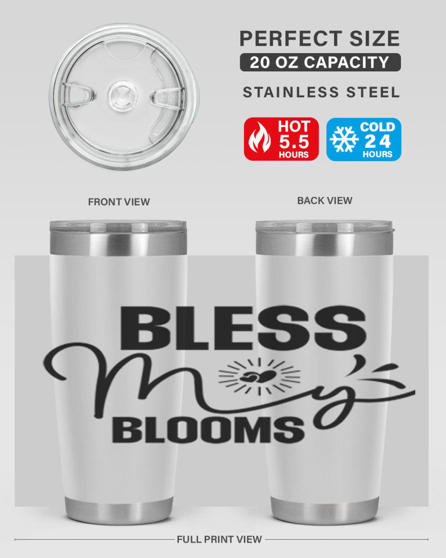 Bless My Blooms 20oz Tumbler featuring double wall vacuum insulation and vibrant floral design.