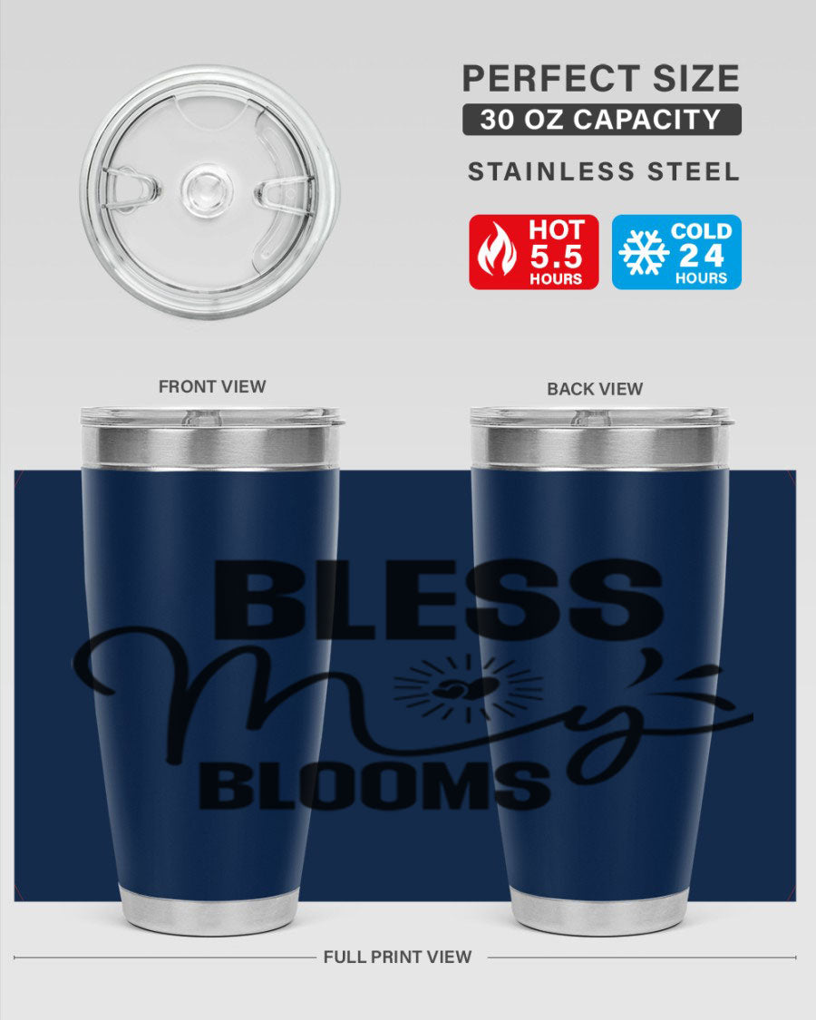 Bless My Blooms 20oz Tumbler featuring double wall vacuum insulation and vibrant floral design.