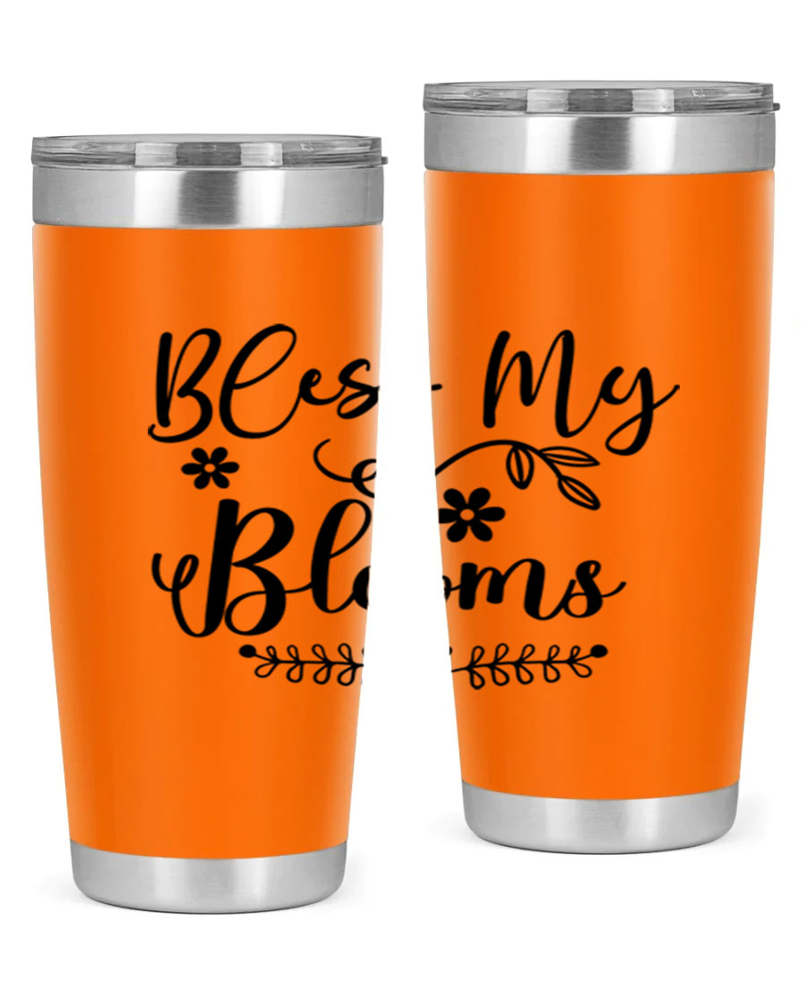 Bless My Blooms 20oz Tumbler featuring a double wall vacuum design with a copper lining, ideal for hot and cold beverages.