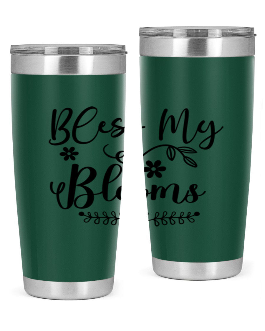 Bless My Blooms 20oz Tumbler featuring a double wall vacuum design with a copper lining, ideal for hot and cold beverages.