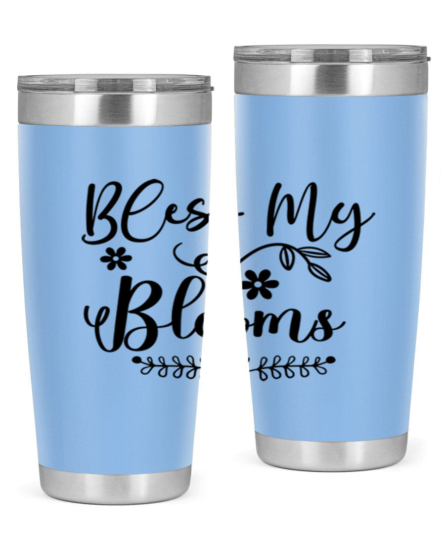 Bless My Blooms 20oz Tumbler featuring a double wall vacuum design with a copper lining, ideal for hot and cold beverages.