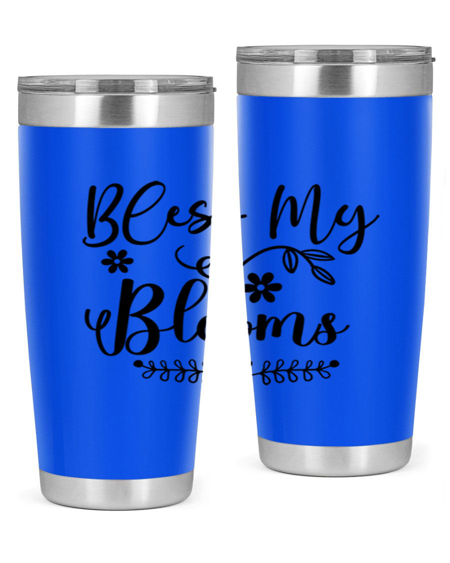 Bless My Blooms 20oz Tumbler featuring a double wall vacuum design with a copper lining, ideal for hot and cold beverages.