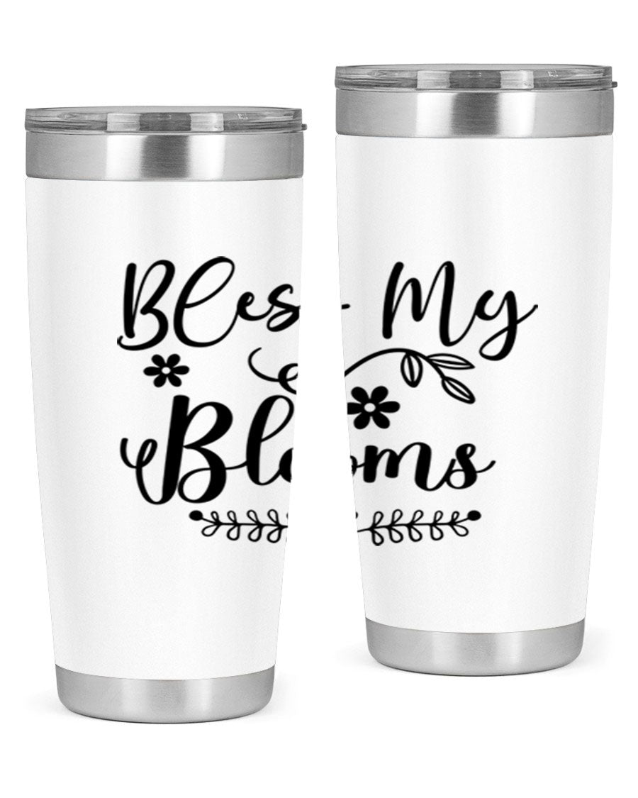 Bless My Blooms 20oz Tumbler featuring a double wall vacuum design with a copper lining, ideal for hot and cold beverages.