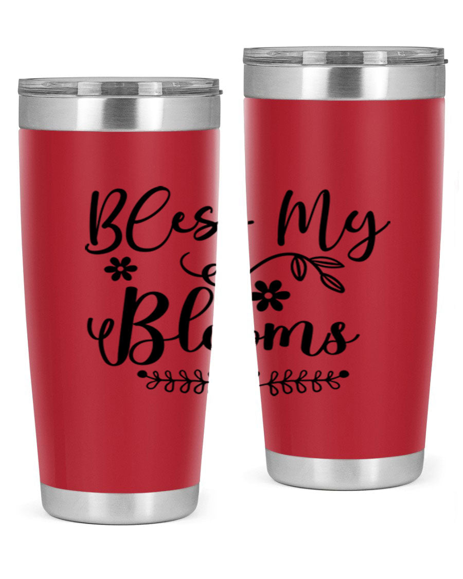 Bless My Blooms 20oz Tumbler featuring a double wall vacuum design with a copper lining, ideal for hot and cold beverages.