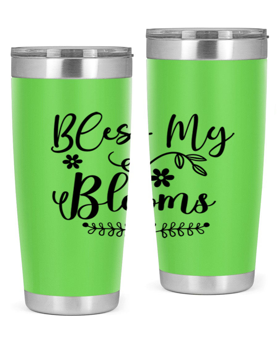 Bless My Blooms 20oz Tumbler featuring a double wall vacuum design with a copper lining, ideal for hot and cold beverages.