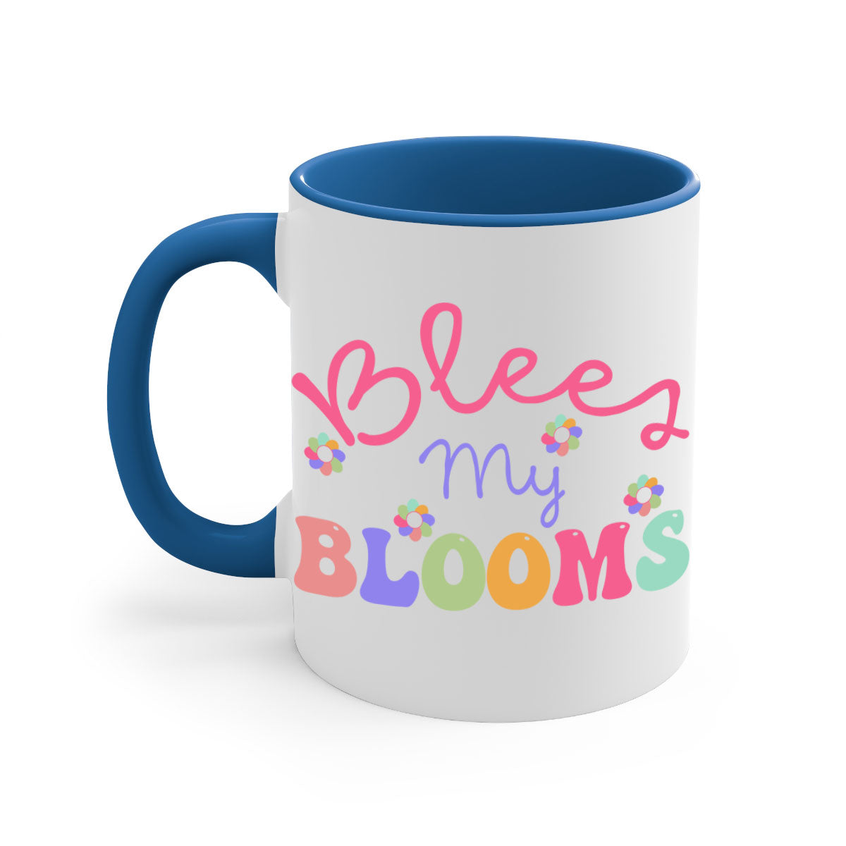 Blees my blooms36# Mug with colorful handle and glossy finish, available in multiple colors and sizes.
