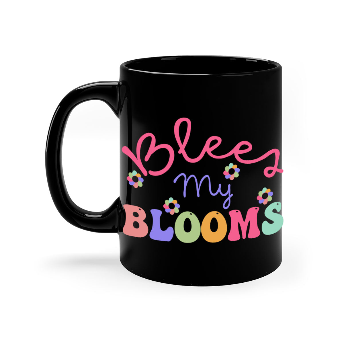 Blees my blooms36# Mug with colorful handle and glossy finish, available in multiple colors and sizes.