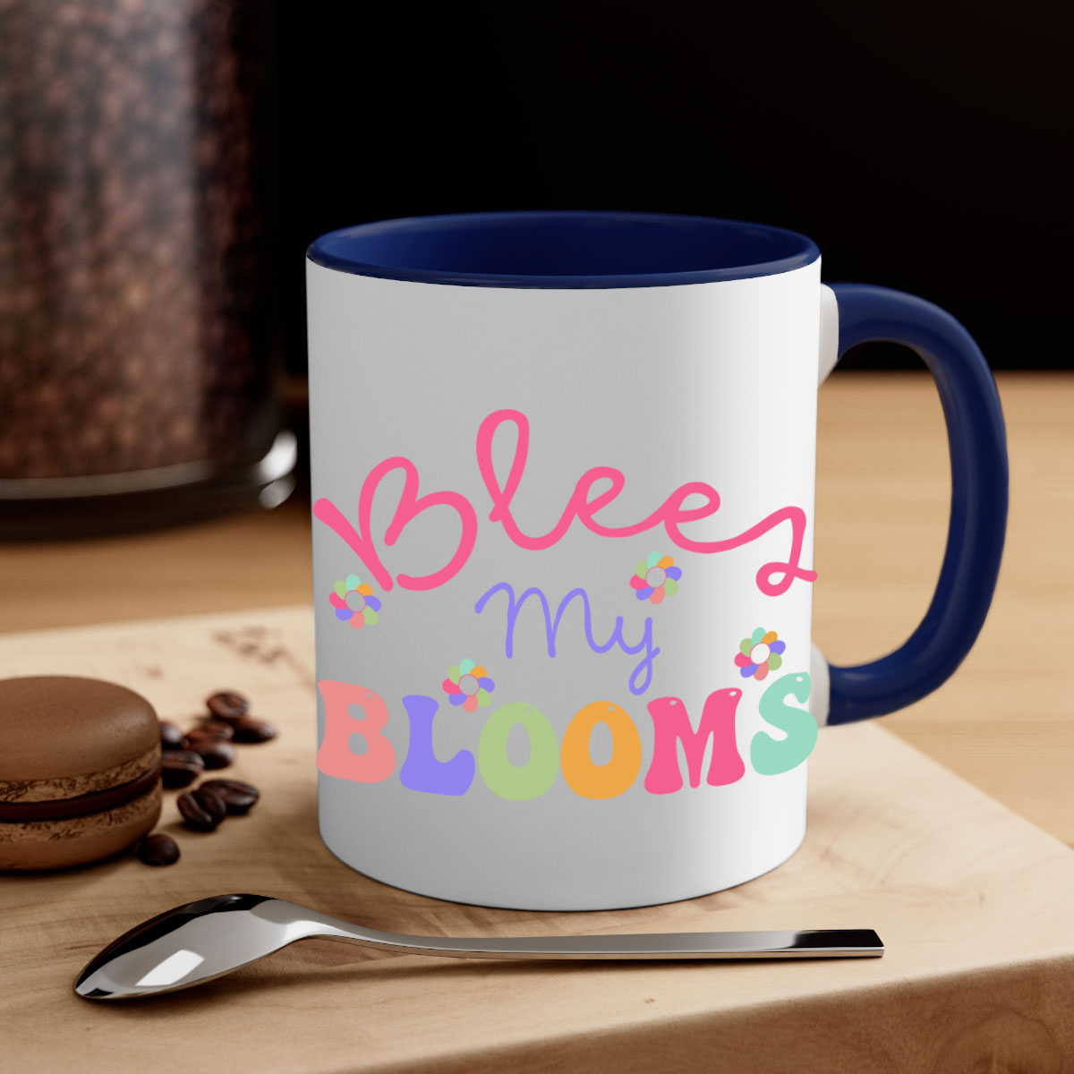 Blees my blooms36# Mug with colorful handle and glossy finish, available in multiple colors and sizes.