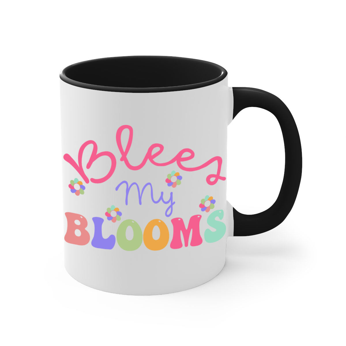Blees my blooms36# Mug with colorful handle and glossy finish, available in multiple colors and sizes.