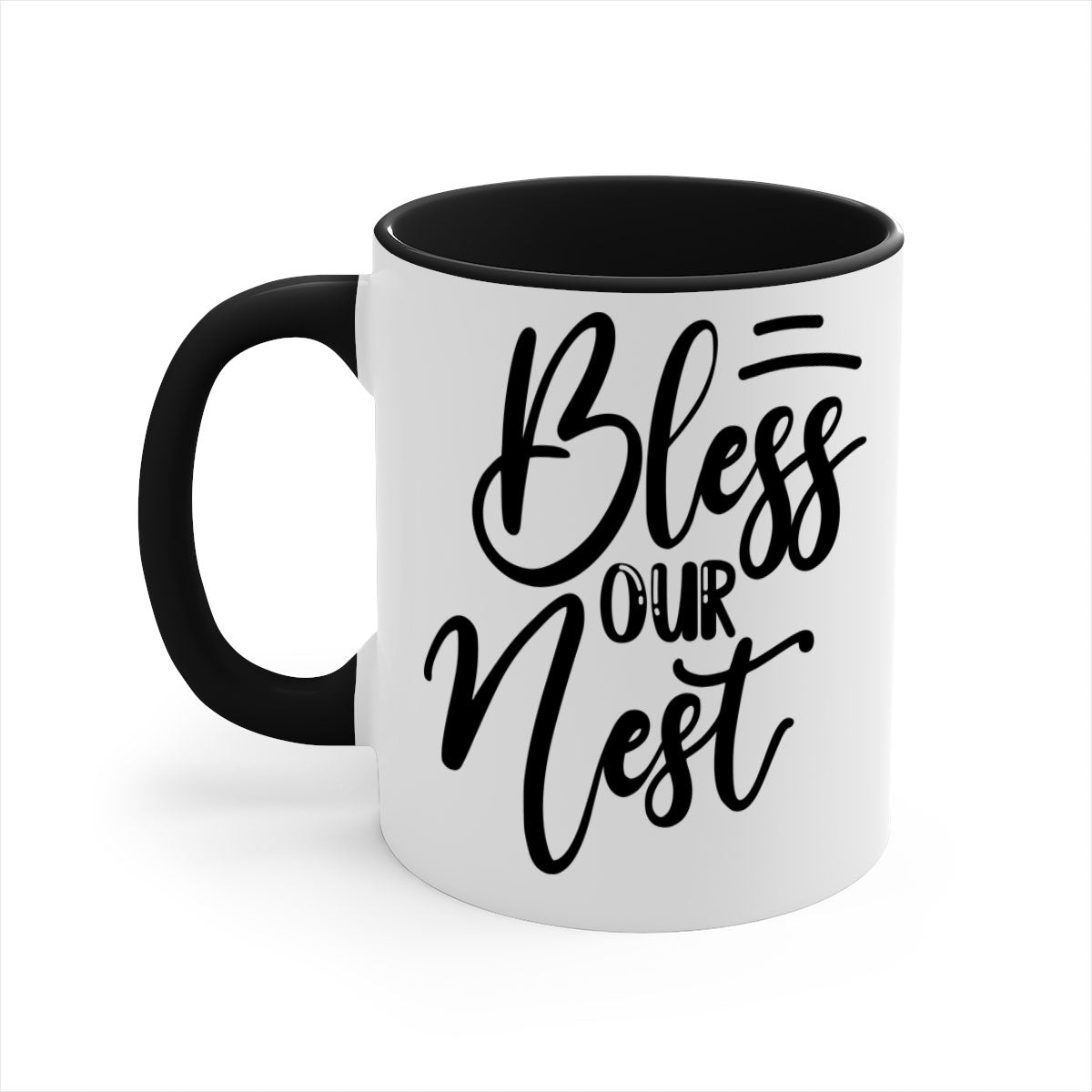 A stylish BLESS OUR NEST 69# Mug featuring a two-tone design with a colored handle and glossy finish, available in multiple colors.